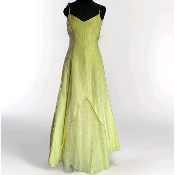 NWT Vintage 90s Jessica M/ Gunne Sax Prom Dress Lime Green Glitter Y2K Fairycore